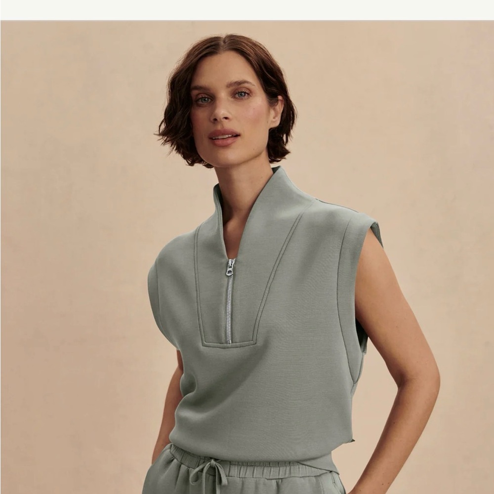 Varley DoubleSoft Green Half Zip Top